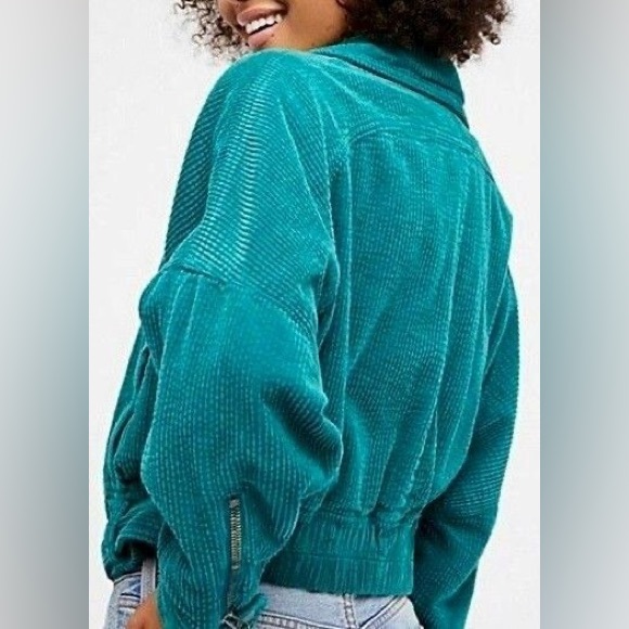 Free People Slouchy Corduroy Dolman Moto Jacket Belted Zip Cuff Buckle - Picture 2 of 10